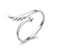 Angel Wing Simple Open Rings Band Sterling Silver Adjustable Finger Toe Ring Wedding Promise Band for Women Girls