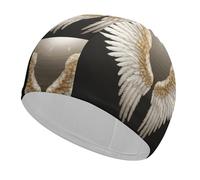 Angel Wing Swim Cap for Women Men Swimming Hat Bath Waterproof Pool Caps for Long Thick Curly Hair