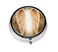 Angel Wing This Small, Round, Three-Compartment Travel Pill Box is Perfect for Storing Daily medications, Vitamins, and on-The-go.