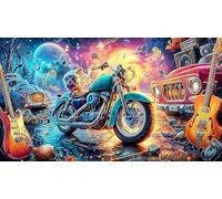 Angel-winged-biker-on-fiery-road 1000 Pieces Jigsaw Puzzle Recycled Paper Educational Game Challenge Fun Present & Activity for Home for Adults Kids 38x26/1000pcs