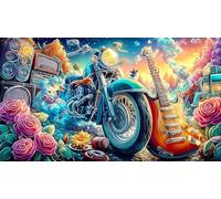 Angel winged biker on fiery road 1000 Pieces Puzzle for Adults - Hard Difficult Challenging Family Game Home Activity 38x52/1000pcs