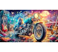 Angel-winged-biker-on-fiery-road Jigsaw Puzzle 1000Pc Recycled Paper Impossible Hard Difficult Educational Game Decompression Great Gift Idea 38x52/1000pcs