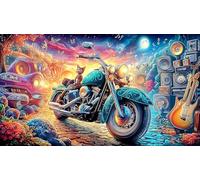 Angel-winged-biker-on-fiery-road Puzzle for Adults 1000 Pieces Recycled Paper Fun and Challenging Family Game Educational Game Decompression Beautiful Decoration Puzzle 70x50/1000pcs