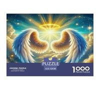 Angel Wings 1000 Piece Jigsaw Puzzles Fun Challenging Modern Angelic Wings & Celestial Hearts Classic Educational Games for The Whole Gifts For Children And Adults Aged 14 And Over 52x38cm/1000pcs