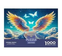 Angel Wings 1000 Piece Jigsaw Puzzles Fun Challenging Modern Angelic Wings & Celestial Hearts Educational Game Beautiful Decoration for Adults And Kids Age 70x50cm/1000pcs