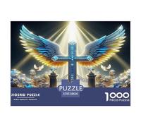 Angel Wings 1000 Piece Jigsaw Puzzles Fun Challenging Modern Angelic Wings & Celestial Hearts Puzzles Game Creativity & Gift Giving For Children And Adults Aged 14 And Over 38x26cm/1000pcs