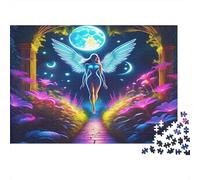 Angel Wings 1000 Piece Puzzle for Adults: Winged Figure in Rainbow Path Fun And Challenging Family Game & Great Gift Idea 70x50cm/1000pcs