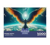 Angel Wings 1000 Piece Puzzle - Wing Light Earth Back View Puzzles for Adults Educational Game Jigsaw Puzzle Fun Present for Home38x26cm/1000pcs