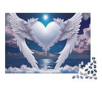 Angel Wings 1000 Pieces Puzzles Beautiful View Heart Wings Over Ocean Decoration Puzzle Educational Game for Men And Women Challenging Jigsaw Jigsaw Puzzles for Adults 38x26cm/1000pcs