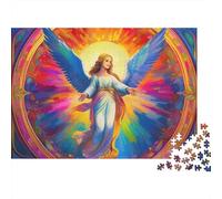 Angel Wings 1000 Pieces Puzzles Beautiful View Rainbow Angelic Aura Decoration Puzzle Educational Game Gifts Puzzles for Adults Jigsaw Puzzles for Adults 70x50cm/1000pcs