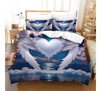 Angel Wings 3D Printed Duvet Cover Set, 3 Pcs Bedding Set, Soft, Pillowcases, Quilt Cover, Easy Care, Anti-Allergic And Smooth for Kid Teens Boys And Girls Man Single（140x200cm）