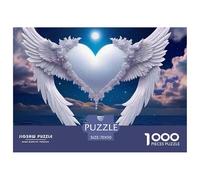 Angel Wings Adult Challenging Jigsaws: Heart between Wings over Water for Adults Teens & Seniors Great Gift 70x50cm/1000pcs