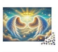 Angel Wings Adult Puzzle for Decompression: Angel Wings with Bright Halo Educational Game Challenge 1000 Piece 38x26cm/1000pcs