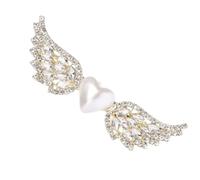 Angel Wings Alloy Pearl Rhinestone Golden Clip Barrette