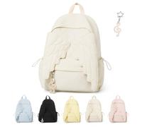 Angel Wings Backpack for Women, Cutecore Kawaii Lightweight Nylon with multi-pocket storage, for Travel & Daily Use (Beige)