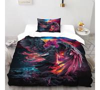 Angel Wings Bedding Set 3D Digital Printing Gothic Themes Duvet Cover Set Microfiber Quilt Cover 2 Pieces for Boys & Girls with Pillowcase Single（135x200cm）