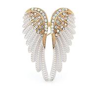 Angel Wings Brooch Pin Crystal Rhinestone Guardian Angel Fairy Lapel Pins for Women Girl Jewelry Gift