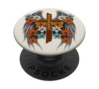 Angel Wings Cross Religious Resilient Boho Flowers Vintage PopSockets Adhesive PopGrip