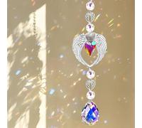 Angel Wings Crystal Sun Catcher Ornaments with Prisms, Hanging Suncatchers for Windows & Garden, Sparkling Glass Wind Chimes for Outdoor Decor, Home Gifts for Women