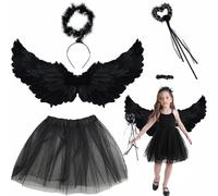 Angel Wings Decorative Costume, Angel Costume Children Black, Halloween Angel Costumes, Halloween Costume Girls, Angel Flights, Tutu Skirt, Halo, Magic Wand, Halloween Costumes Carnival Party Cosplay