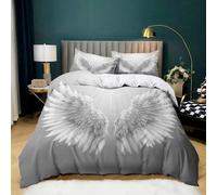 Angel Wings Design Duvet Cover Set Double Size Bedding Set Stylish Decor Non-Iron Comforter Cover with 2 Pillowcases Ultra Soft Microfiber Zipper 3 Pcs