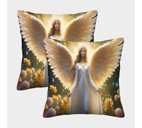 Angel Wings-divine Spiritual Art Pillow Covers 2 Pack Cozy Pillowcase Available All Seasons Cushion Case with Invisible Zipper Decor Sofa for Living Room Bedroom 50x50cm