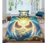 Angel Wings Duvet Cover Set 3 PCS Hotel Quality Quilt Cover Bedding with Pillowcases, Zipper Closure, Ultra Soft, Anti-Allergic Microfiber Single（135x200cm）