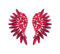 Angel Wings Earrings, Wing Chandelier Dangle Earrings for Women, Bohemian Beaded Wing Earrings, Sparkling Eagle Wings Statement Earrings Wing Boho Jewelry, Angel Wing Drop Earrings (Red)