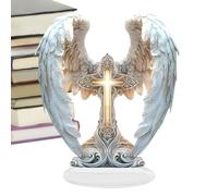 Angel Wings Embracing Cross,Spiritual Angel Wings Cross Decor - 2D Acrylic Festive Holiday Desk Display Ornament for Office Living Room Bedroom Prayer Room Church Bookshelf