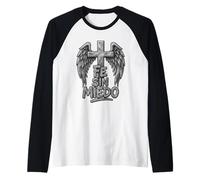 Angel Wings Faith Religious Fe Sin Miedo Cross Vintage Raglan Baseball Tee