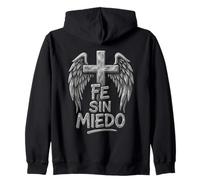 Angel Wings Faith Religious Fe Sin Miedo Cross Vintage Zip Hoodie