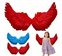 Angel Wings for Adults Children,Fairy Angel Feather Wings Costume Prop,Creative Feather Angel Fancy Dress,Fallen Angels Wing Costume for Adult Christmas Party Fancy Dress Up (Red)