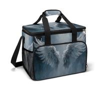 Angel Wings Glowing in Winter Light Camping Cooler Bag Insulated Beach Coolers Portable Leak Proof Bags with Shoulder Strap