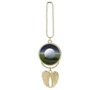 Angel Wings Golf Ball Car Charm Rear View Mirror Accessories, Personalized Car Hanging Ornament, Car Decorations Interior, Pendant for Rear View Mirror for Women Men(Golden)