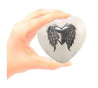 Angel Wings Heart Keepsake Urn for Ashes - Pearl White Mini Heart Cremation Urn with Angel Wings Design - Small Memorial Sharing Urns with Velvet Case & Stand (3 Inch by Immortal-Memories)