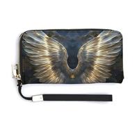 Angel Wings Heaven Leather Wallet Fashion Purse Long Pouch with Wrist Strap for Men Women