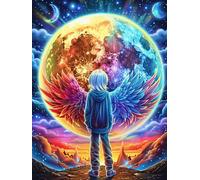 Angel Wings in A Cosmic Sunset 1000 Piece Complete Premium Jigsaw Puzzle Science Fiction Magical Dream Collectors Mind Relaxation Educational Decorative Puzzle Gifts for Adults Premium Cardboard 1000