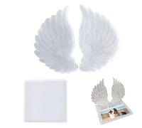 Angel Wings Mold, Large Square Silicone Mold and Angel Wings Mold Set, Memorial Candle Holder D I Y Resin Coaster, Mir-ror Wing Coaster Stand Photo Frame