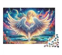 Angel Wings Moon 1000 Piece Angel Wings Glowing Under Moon Jigsaw Puzzle for Adults And Kids Challenging Games 1000 Pieces Fun, Challenging & Brainteasing Adults Challenge High Difficulty 70x50cm/1000