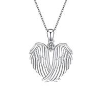 Angel Wings Necklace, 925 Sterling Silver Jewelry Guardian Angel Wings Pendant Necklace Birthstone Necklace Jewelry for Women, Metal, No Gemstone
