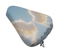 Angel Wings Padded Bike Seat Cover with Drawstring and Spring Buckle, Waterproof Bicycle Seat Cushion Extra Wide, Soft Comfort Bicycle Saddle for Mountain Exercise Road Bikes