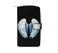 Angel Wings PU Leather Wallet Cloth with 12 Card Holder Handbag Long Clutch for Men Women
