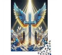 Angel Wings Puzzle for Adults Angel at Glowing Portal Puzzle Educational Game Decompression Made in Italy 70x50cm/1000pcs