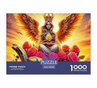 Angel Wings Puzzle for Adults & Kids: Winged Figure on Rose-adorned Hand 1000Pc Educational Games for Wall Decor 52x38cm/1000pcs
