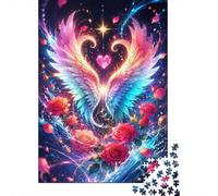 Angel Wings Rose Heart Jigsaw Puzzle, 1000 Pcs Indoor Adult Game | 70x50cm Cardboard, Brain Workout, Tight Puzzle Fit, Adult Hobbyists, Stress Reduction