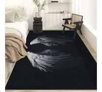 Angel Wings Rugs Living Room, White Feathers Area Rugs Large Rug 200 x 290 cm, Washable Non Slip Flannel Low Pile Bedroom Rug, Home Decor Carpets C&J58