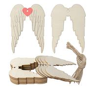 Angel Wings Shape Hanging Wood Angel Wings Unfinished Wood with Twines DIY Craft Ornament for Christmas Wedding Birthday Birthday Theme Party Decoration 20Pack