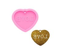 Angel Wings Shiny Glossy Heart Shape with Love Words Silicone Resin Molds DIY Handmade Keychain Pendant Jewelry Epoxy Resin Mould Silicone Resin Crafting Molds for Valentine's Day Love Gift Craft