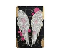 Angel Wings Tin Metal Signs Wall Art Decorations for Bar Pub Club Cafe Room Farmhouse White 30x20cm