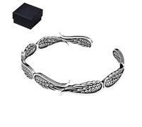 Angel Wings Vintage Style Sterling Silver Bracelet, Adjustable Angel Wings Bracelet, Uplifting 925 Sterling Silver Guardian Angel Wings Bracelet, Inspirational Gifts for Men Women (1 Pcs)